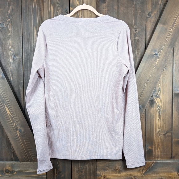 Athleta Uptemp Ribbed Henely Top Long Sleeve Shirt Women's Large Rose - Picture 7 of 7